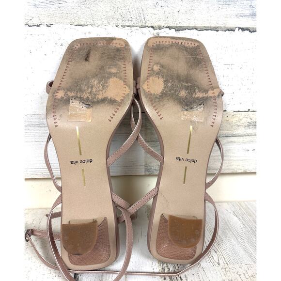 Dolce Vita Women’s 9.5 Tan Baylor Leather Kitten Heel Ankle Buckle Sandal Shoes - Picture 8 of 9